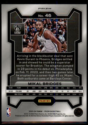 2023-24 Panini Prizm #46 Mikal Bridges Prizms Red White and Blue