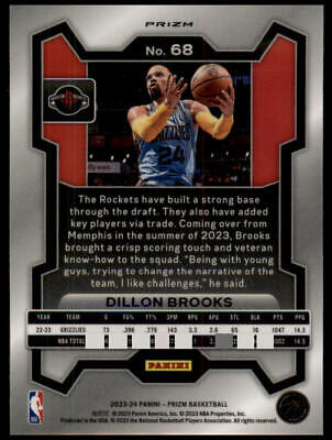 2023-24 Panini Prizm #68 Dillon Brooks Prizms Pink Ice