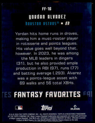 2024 Topps #FF-16 Yordan Alvarez Fantasy Favorites