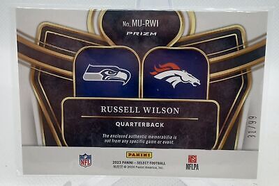 2023 Panini Select #MU-RWI Russell Wilson Multiverse Prizm Dual Patch #/99