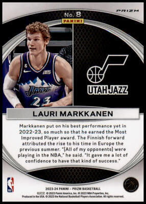 2023-24 Panini Prizm #8 Lauri Markkanen Global Reach Prizms Green