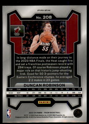 2023-24 Panini Prizm #208 Duncan Robinson Prizms Silver