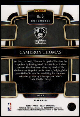 2023-24 Panini Select #6 Cameron Thomas Red Cracked Ice Prizms