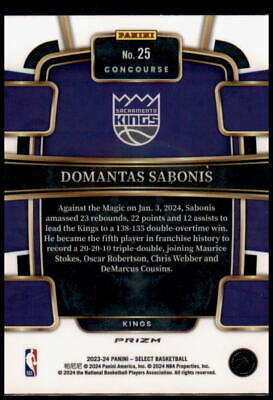 2023-24 Panini Select #25 Domantas Sabonis Silver Prizms