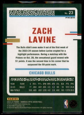 2023-24 Donruss Optic #23 Zach LaVine Hyper Pink