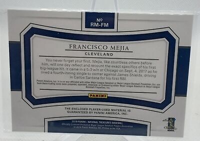 2018 Panini National Treasures  Francisco Mejia Rookie Dual Patch Holo #/25