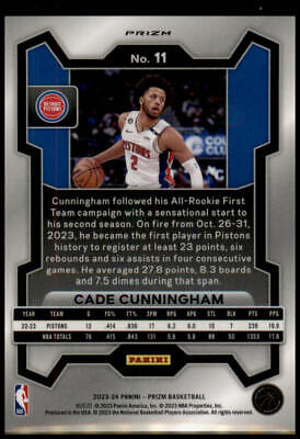 2023-24 Panini Prizm #11 Cade Cunningham Prizms Silver