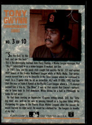 1992 Ultra #3 Tony Gwynn Tony Gwynn Commemorative Series