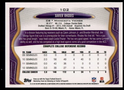 2013 Topps #102 Xavier Rhodes Rookie