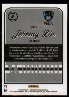 2016-17 Donruss Optic #83 Jeremy Lin 1st Year Optic