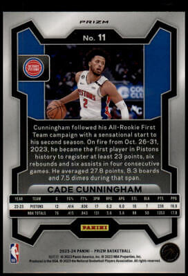 2023-24 Panini Prizm #11 Cade Cunningham Prizms Hyper