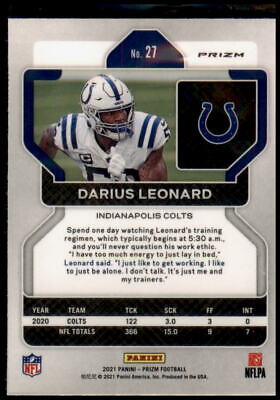 2021 Panini Prizm #27 Darius Leonard Silver