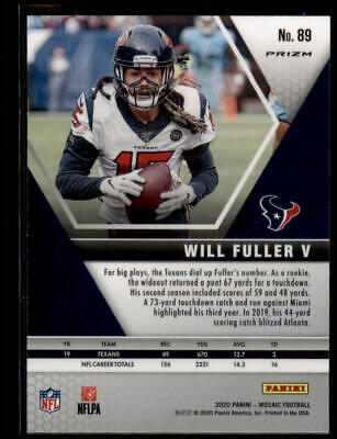 2020 Panini Mosaic #89 Will Fuller V Prizm Reactive Gold