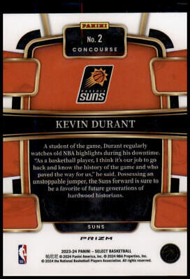 2023-24 Panini Select #2 Kevin Durant Red Cracked Ice Prizms