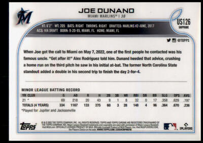 2022 Topps Chrome Update Sapphire Edition #US126 Joe Dunand Rookie