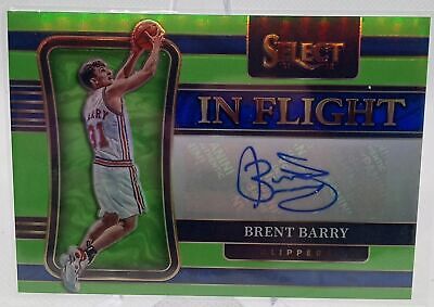 2021-22 Panini Select Brent Barry In Flight Signatures Neon Green Prizms /99