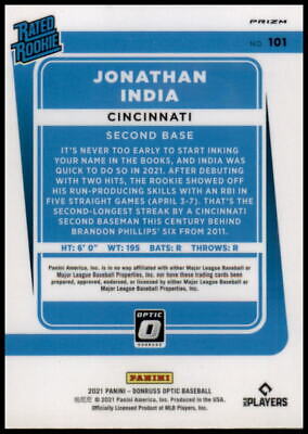 2021 Donruss Optic #101b Jonathan India Pink