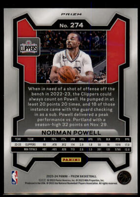 2023-24 Panini Prizm #274 Norman Powell Prizms Red White and Blue