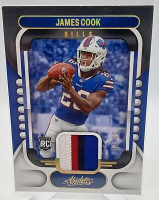 2022 Panini Absolute #ARM-15 James Cook Absolute Rookie Materials Gold #/49