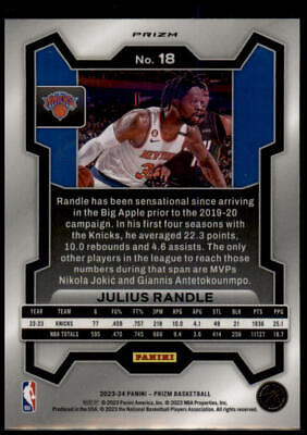 2023-24 Panini Prizm #18 Julius Randle Prizms Red White and Blue