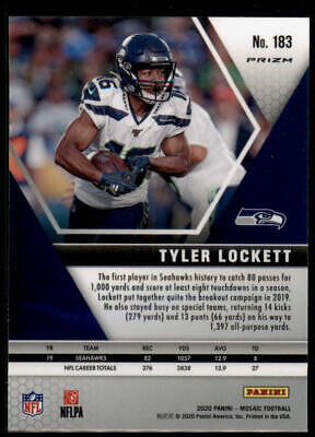 2020 Panini Mosaic #183 Tyler Lockett Prizm Reactive Gold