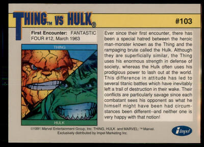 1991 Impel Marvel Universe II #103 Thing vs. Hulk