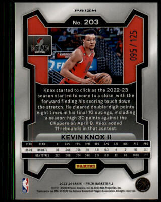 2023-24 Panini Prizm #203 Kevin Knox II Prizms Blue Ice #/125