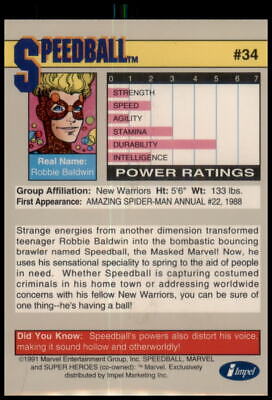 1991 Impel Marvel Universe II #34 Speedball