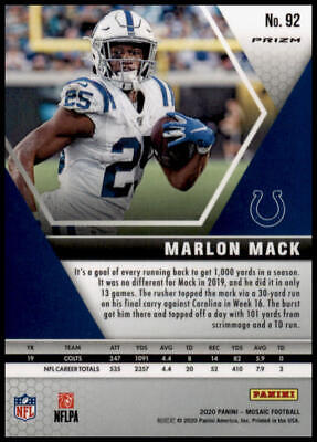 2020 Panini Mosaic #92 Marlon Mack Prizm Red Red Hobby Exclusive Rare