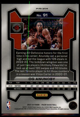 2023-24 Panini Prizm #91 OG Anunoby Prizms Red White and Blue