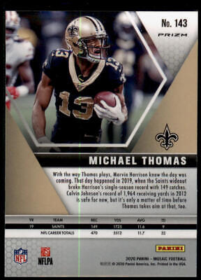 2020 Panini Mosaic #143 Michael Thomas Prizm Reactive Gold