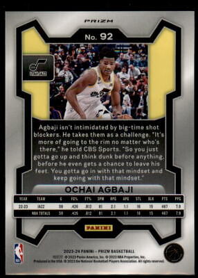 2023-24 Panini Prizm #92 Ochai Agbaji Prizms Silver