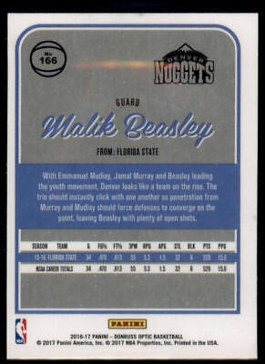 2016-17 Donruss Optic #166 Malik Beasley Rookie 1st Year Optic