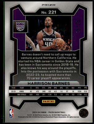 2023-24 Panini Prizm #221 Harrison Barnes Prizms Blue Shimmer FOTL #/35