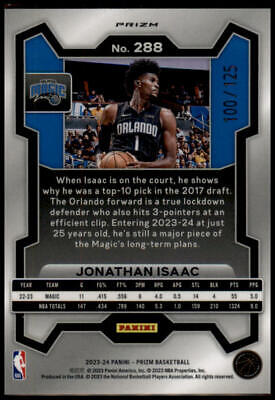 2023-24 Panini Prizm #288 Jonathan Isaac Prizms Blue Ice #/125