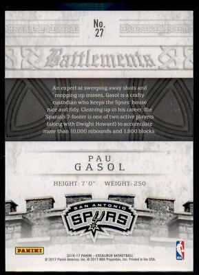 2016-17 Panini Excalibur #27 Pau Gasol Battlements