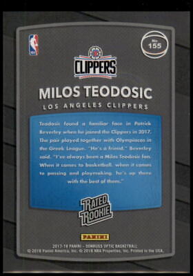 2017-18 Donruss Optic #155 Milos Teodosic Rated Rookie Shock