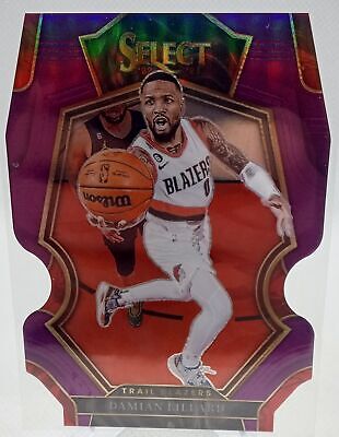 2022-23 Panini Select #107 Damian Lillard Purple Prizms Die Cut #/99