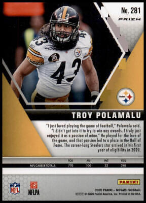 2020 Panini Mosaic #281 Troy Polamalu Prizm Camo Pink