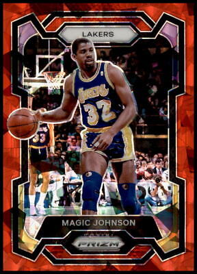 2023-24 Panini Prizm #185 Magic Johnson Prizms Red Ice