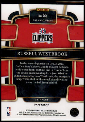 2023-24 Panini Select #55 Russell Westbrook Red Cracked Ice Prizms