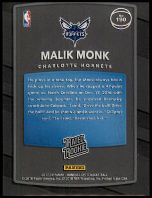 2017-18 Donruss Optic #190 Malik Monk Rated Rookie Shock