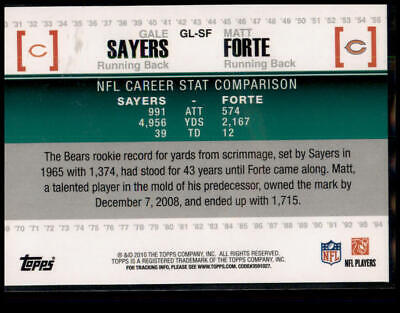 2010 Topps #GL-SF Gale Sayers / Matt Forte Gridiron Lineage