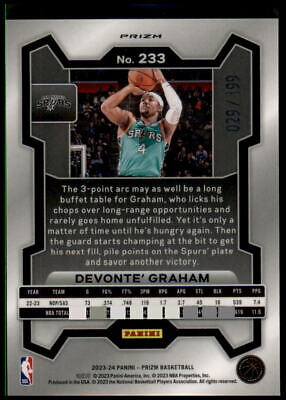 2023-24 Panini Prizm #233 Devonte' Graham Prizms Blue #/199