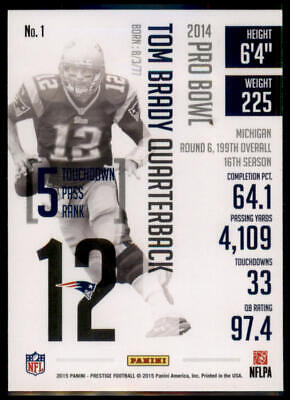 2015 Panini Prestige #1 Tom Brady Extra Points Green