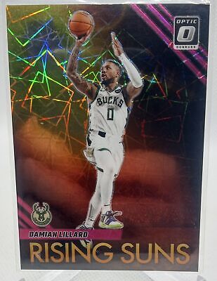 2023-24 Donruss Optic #7 Damian Lillard Rising Suns Pink Velocity #/79