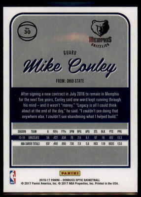 2016-17 Donruss Optic #30 Mike Conley 1st Year Optic