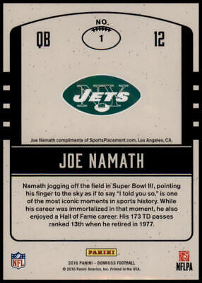 2016 Donruss #1 Joe Namath Legends of the Fall