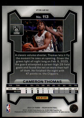 2023-24 Panini Prizm #113 Cameron Thomas Prizms Red Ice