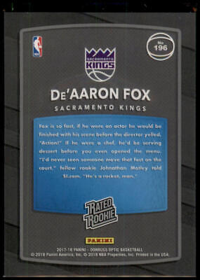 2017-18 Donruss Optic #196 De'Aaron Fox Rated Rookie Shock